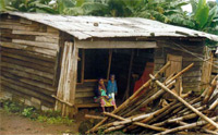 Les habitations des ouvriers sont situées à même les plantations de bananes.