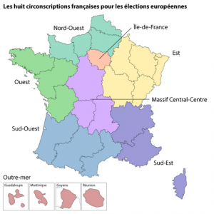 Les huit circonscriptions françaises pour les élections européennes